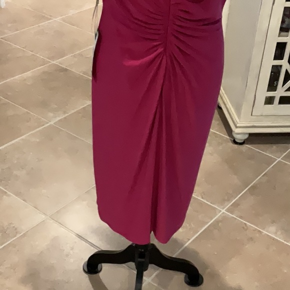 Adrianna Papell jersey and chiffon sheath dress, ruffle, ruched back, 14, NWT - Picture 7 of 7